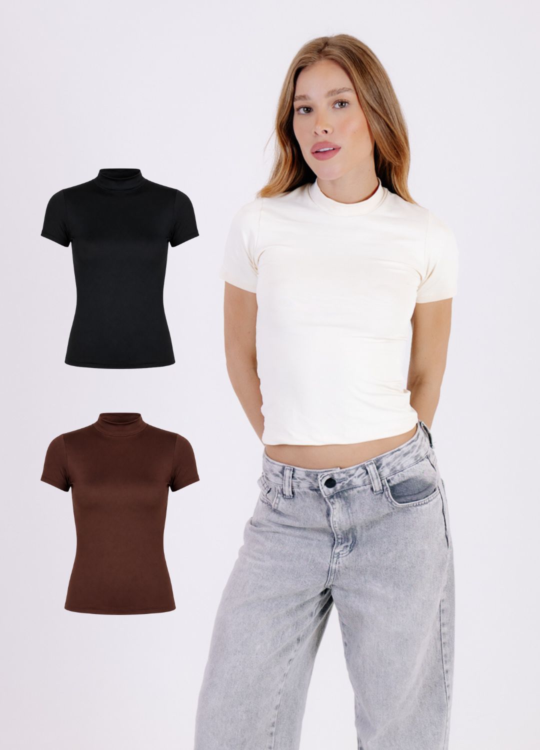 KIT BLUSA MANGA MINI GOLA FORRO DUPLO