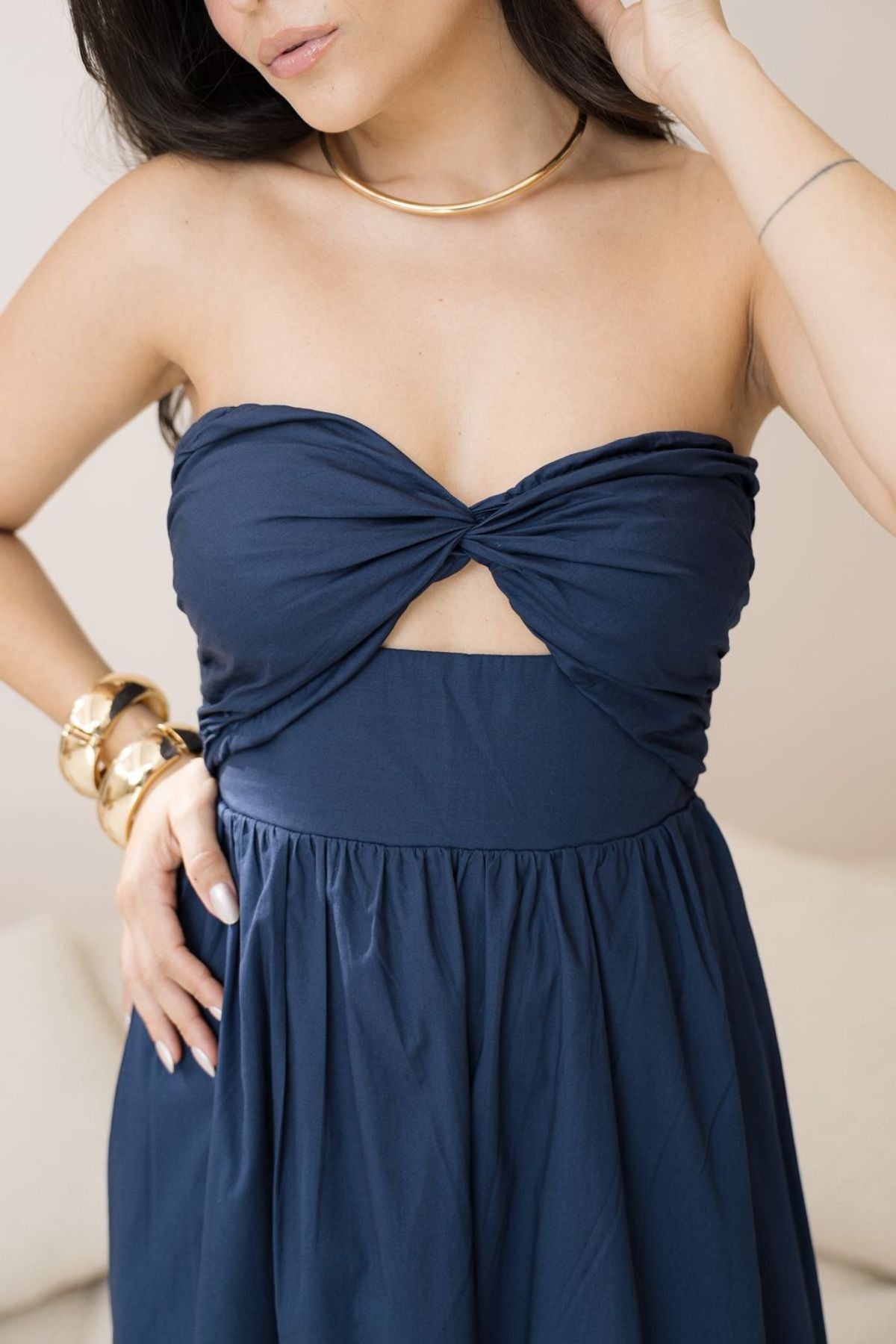 VESTIDO MIDI TOMARA QUE CAIA - TRICOLINE