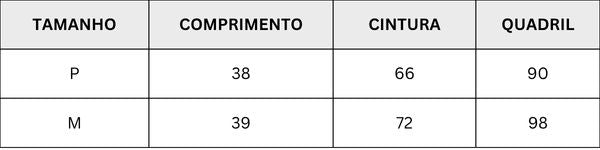 Tabela de medidas - SAIA CURTA - LANGHE