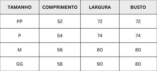 Tabela de medidas - BLUSA MANGA LONGA SLIM MALHA