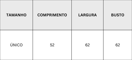 Tabela de medidas - REGATA CANELADA HOWDY