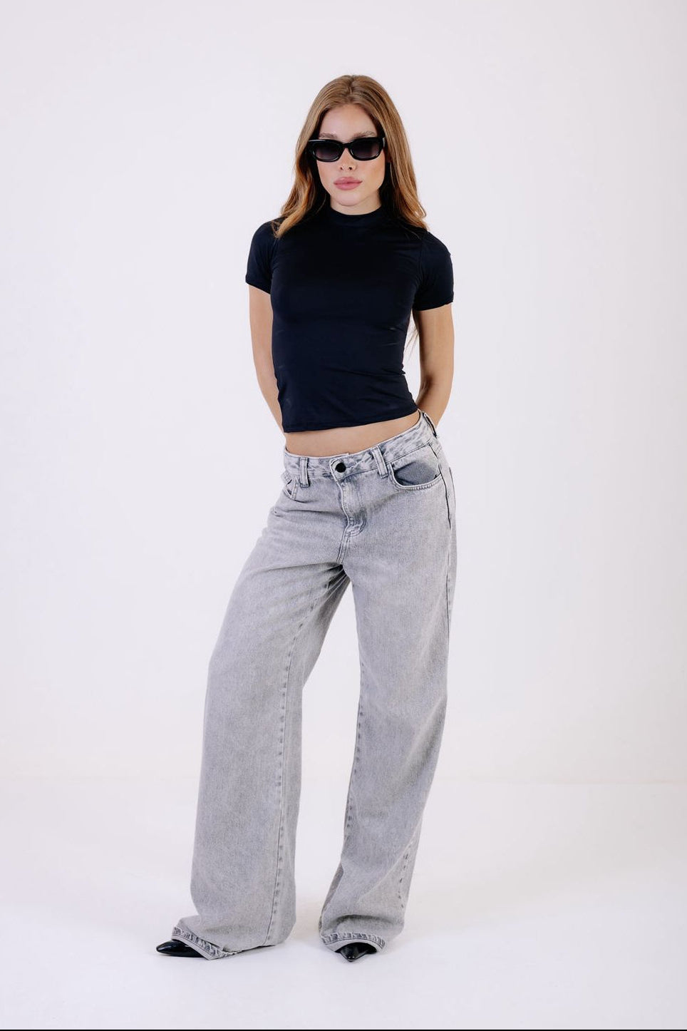 CALÇA JEANS WIDE LEG - MARMORIZADA