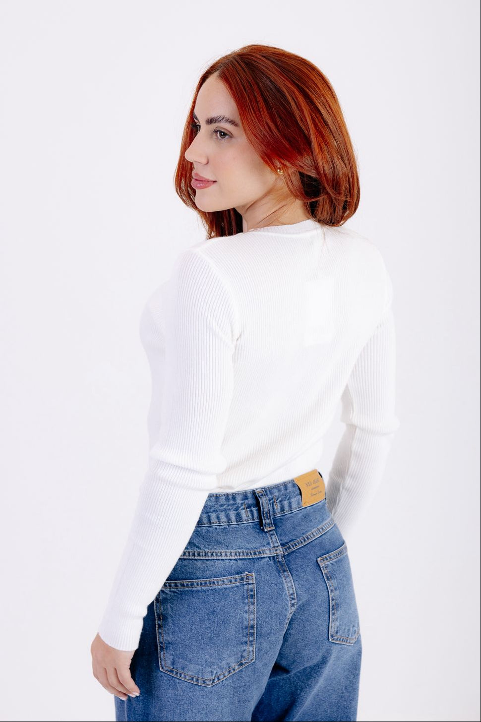 BLUSA MANGA LONGA COM GOLA CARECA