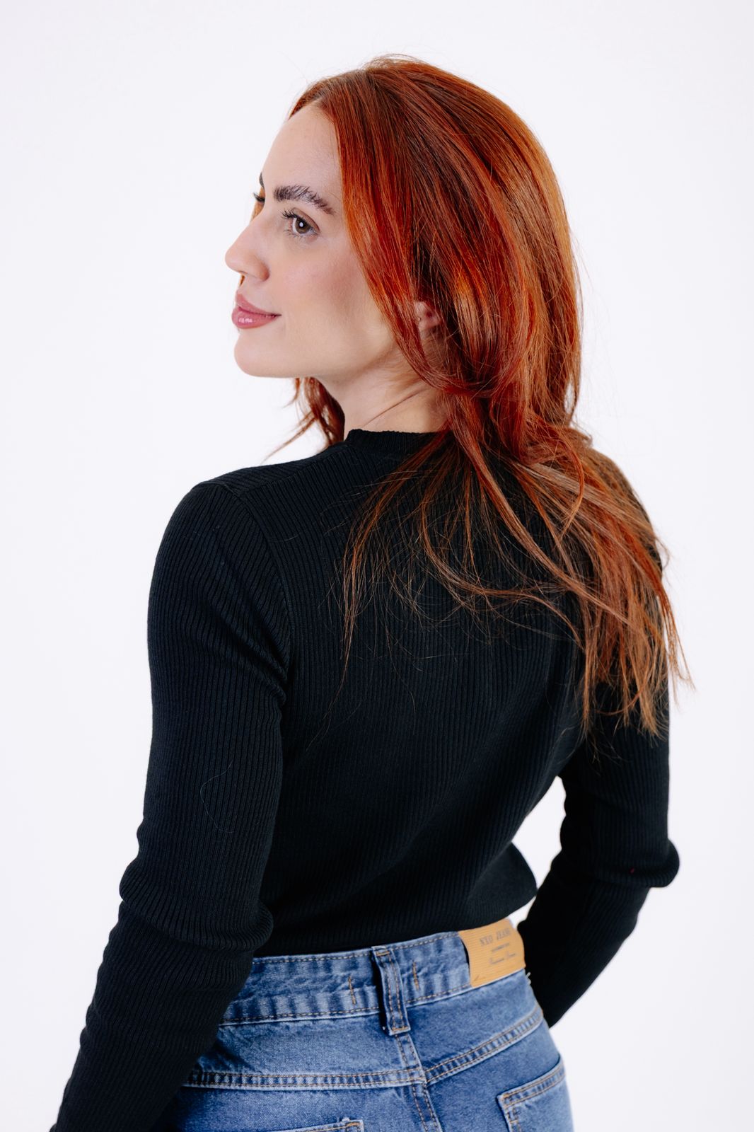 BLUSA MANGA LONGA COM GOLA CARECA