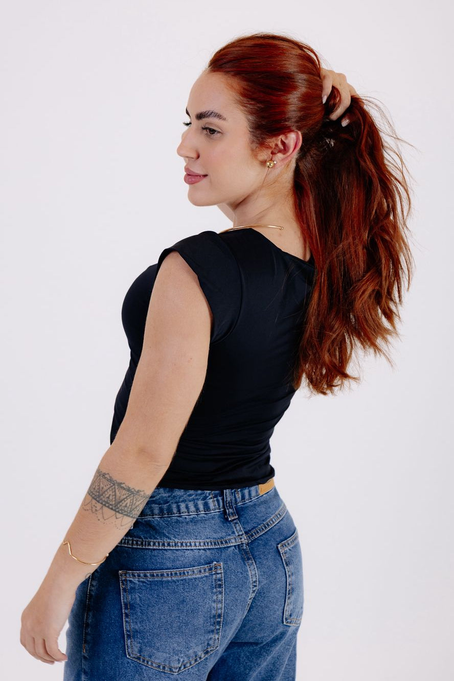 BLUSA MANGA DECOTE QUADRADO FORRO DUPLO