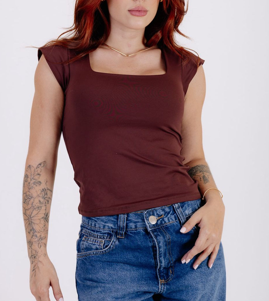 BLUSA MANGA DECOTE QUADRADO FORRO DUPLO