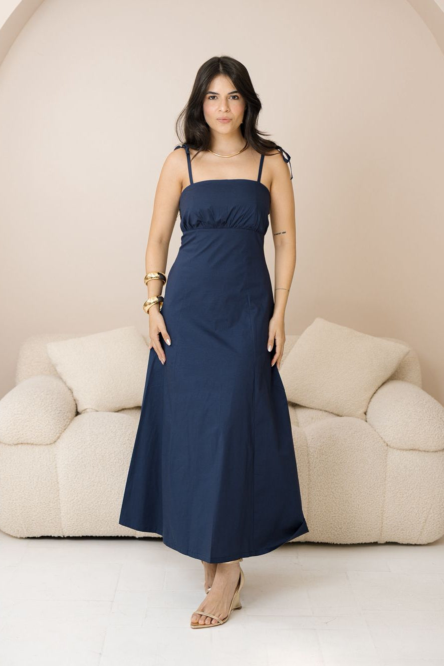 VESTIDO MIDI C/ALÇA FINA - TRICOLINE