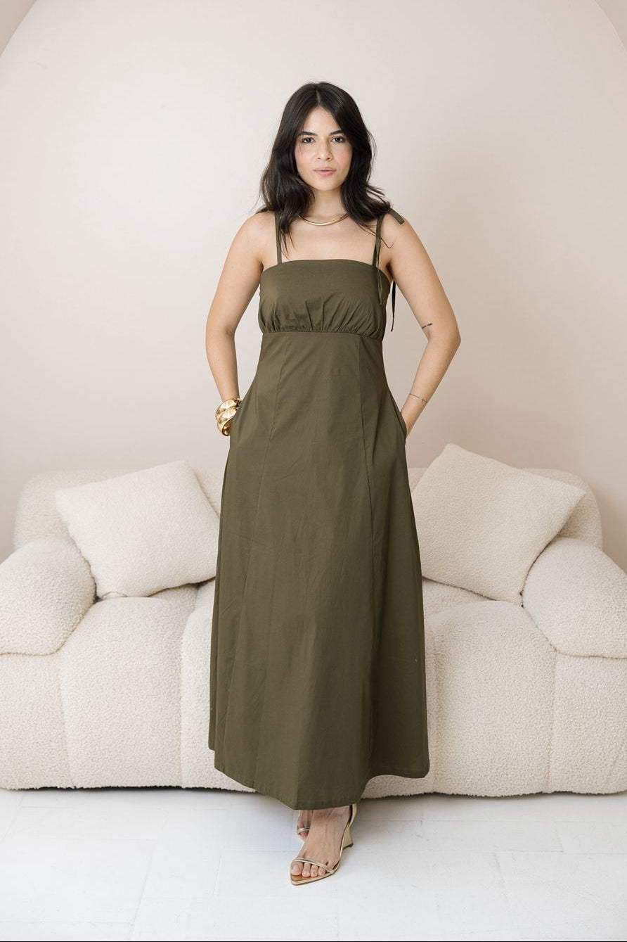 VESTIDO MIDI C/ALÇA FINA - TRICOLINE
