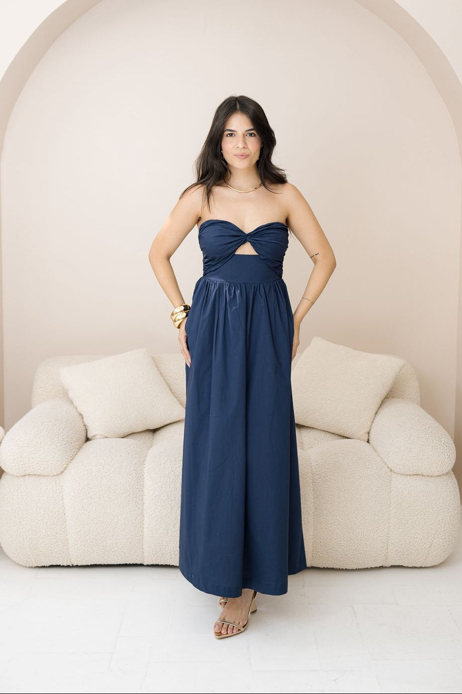 VESTIDO MIDI TOMARA QUE CAIA - TRICOLINE