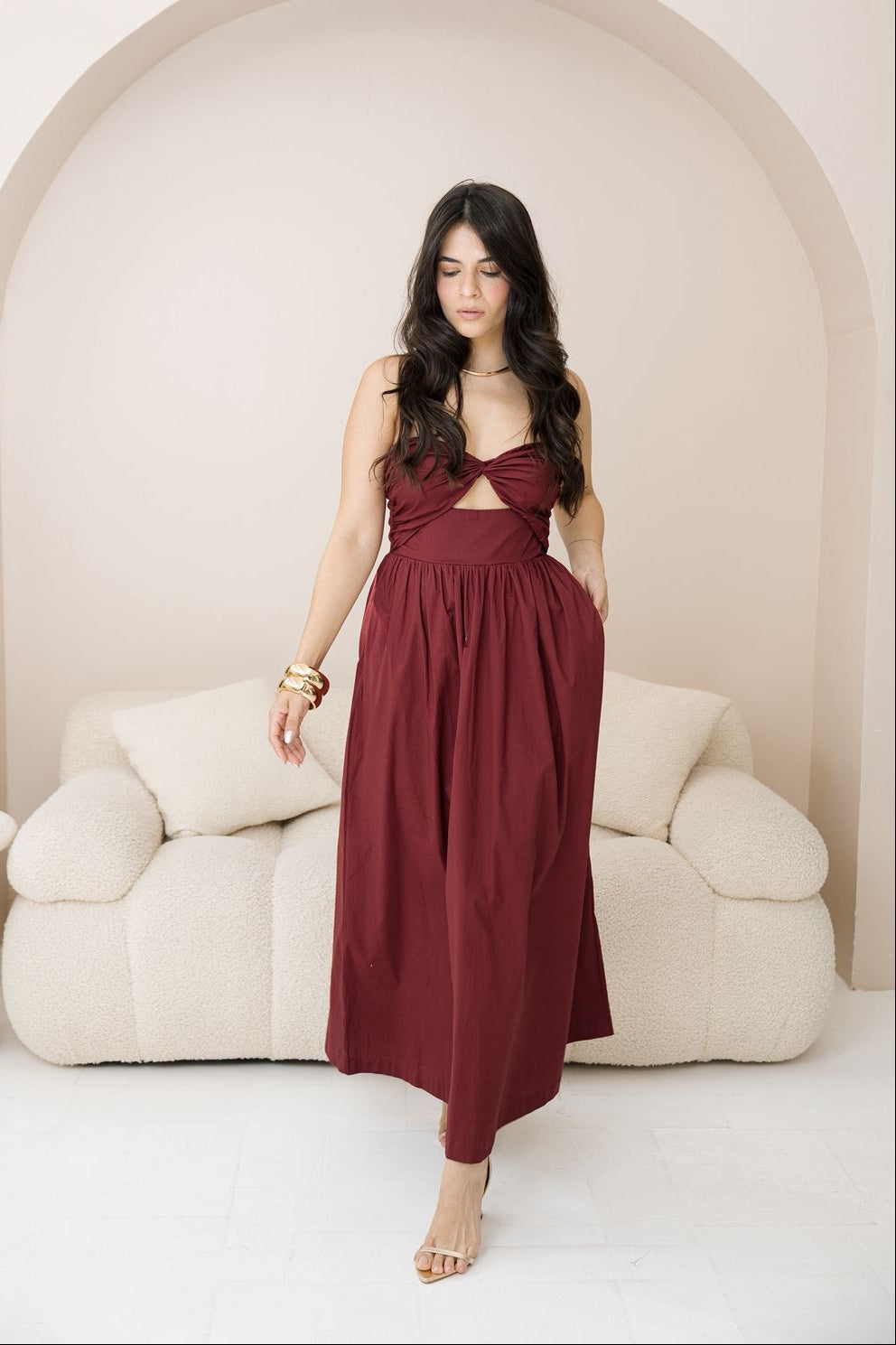 VESTIDO MIDI TOMARA QUE CAIA - TRICOLINE