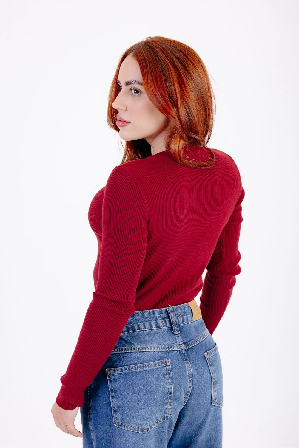 BLUSA MANGA LONGA COM GOLA CARECA