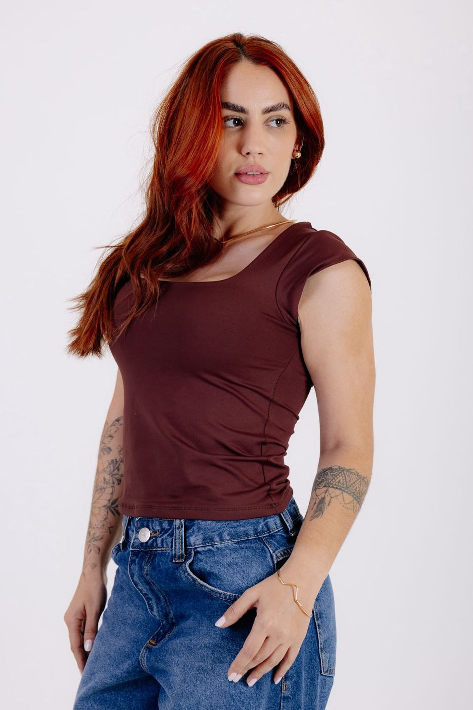BLUSA MANGA DECOTE QUADRADO FORRO DUPLO