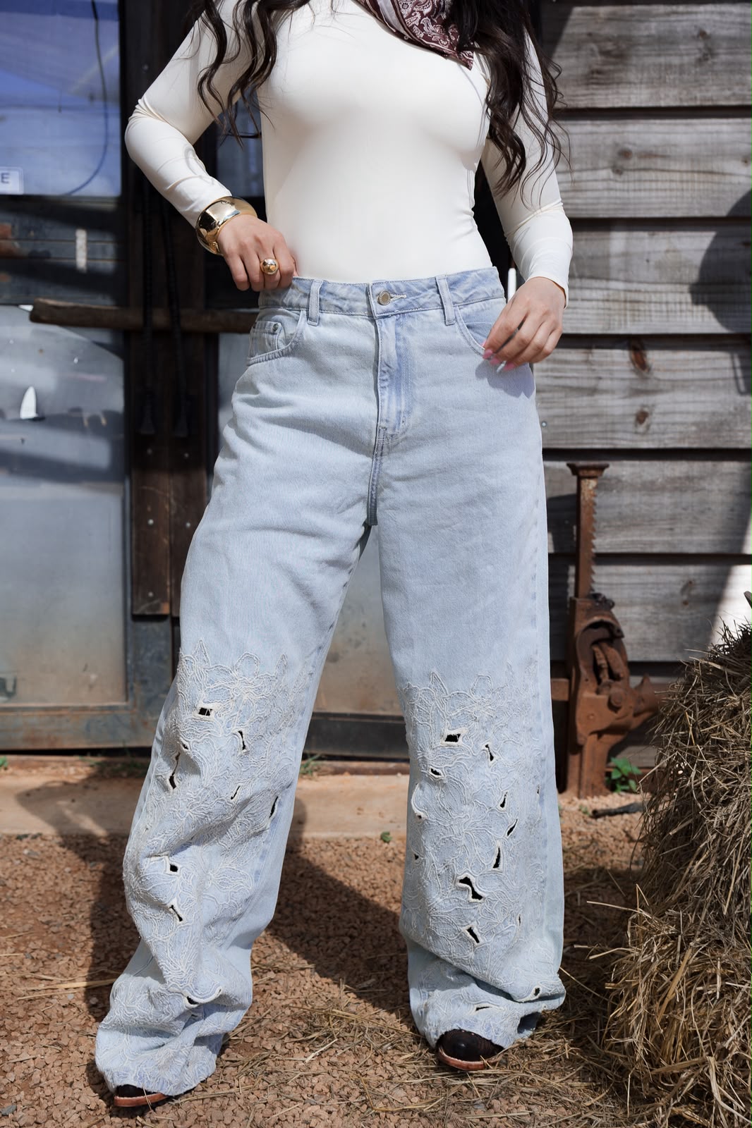 CALÇA SUPER WIDE LEG FLORE