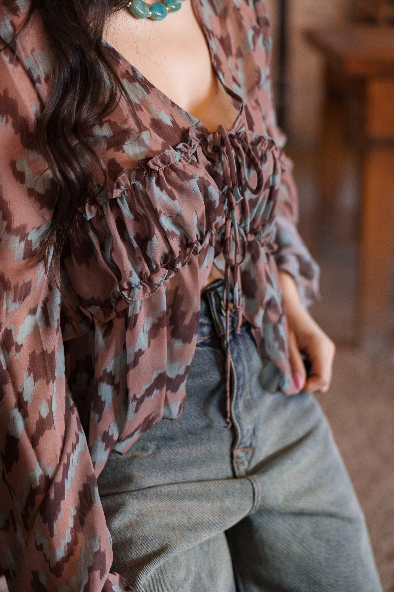 BLUSA BABADO CHIFFON