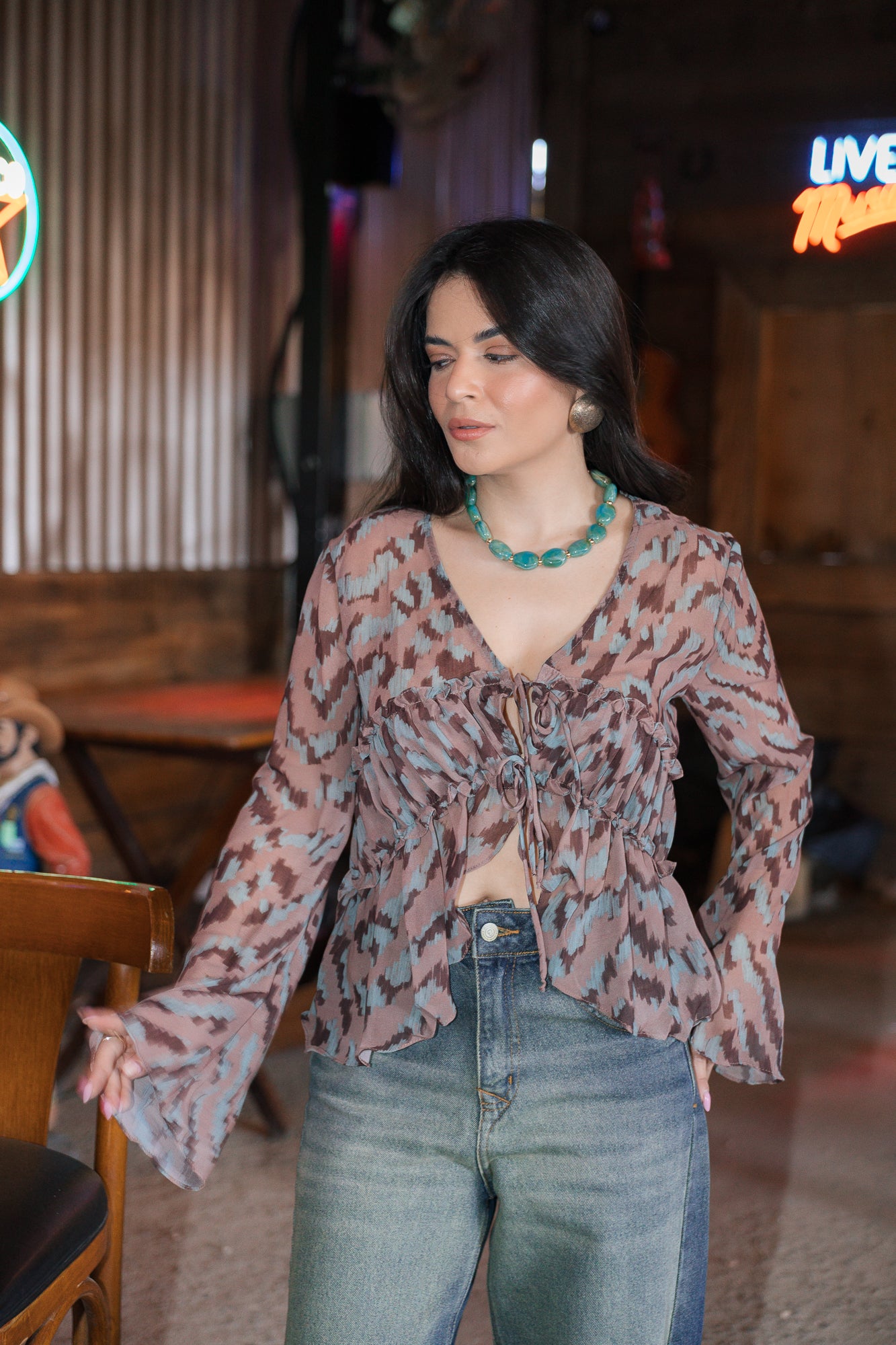 BLUSA BABADO CHIFFON